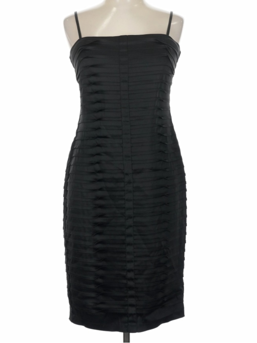 Calvin Klein Black Strapless Layered Sheath Midi Dress